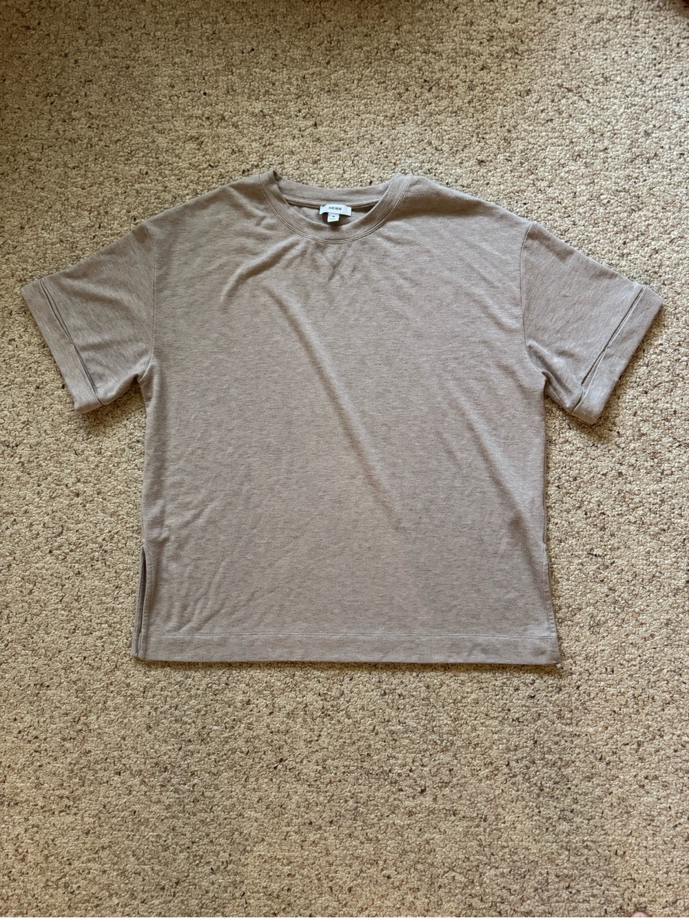 Reiss Short Sleeve Crewneck Tee in Taupe